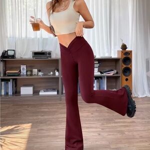 SHEIN Wine Red Flare Pants